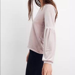 Madewell S plush pink velvet long sleeve crew neck top/sweatshirt